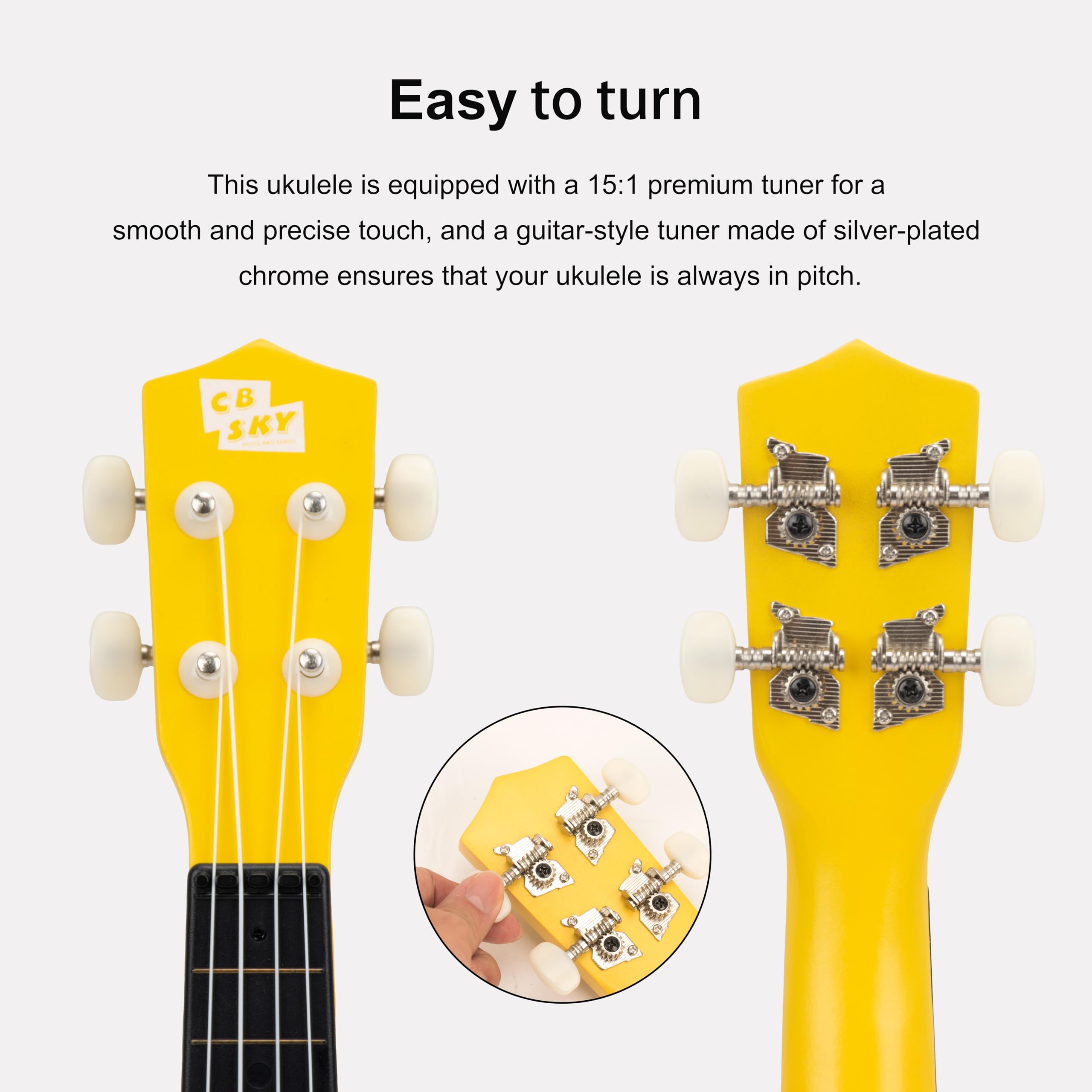 Ukelele soprano 21/53cm para niños, principiantes y estudiantes (amarillo) 3