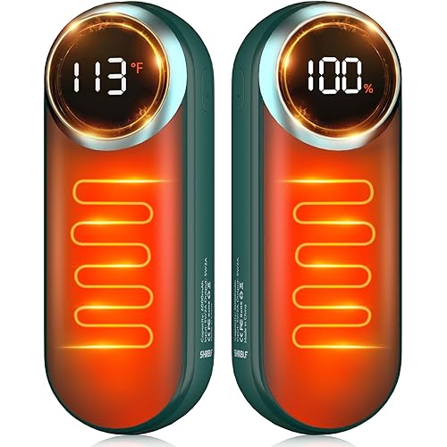 Rechargeable Hand Warmers 2 Pack - Magnetic AI Electric Hot Hands with LED Light, 3 Heat Settings Double Sided, 15H Battery Life, Portable Electric Heater for Outdoor，Hunting Camping ， Christmas Gifts