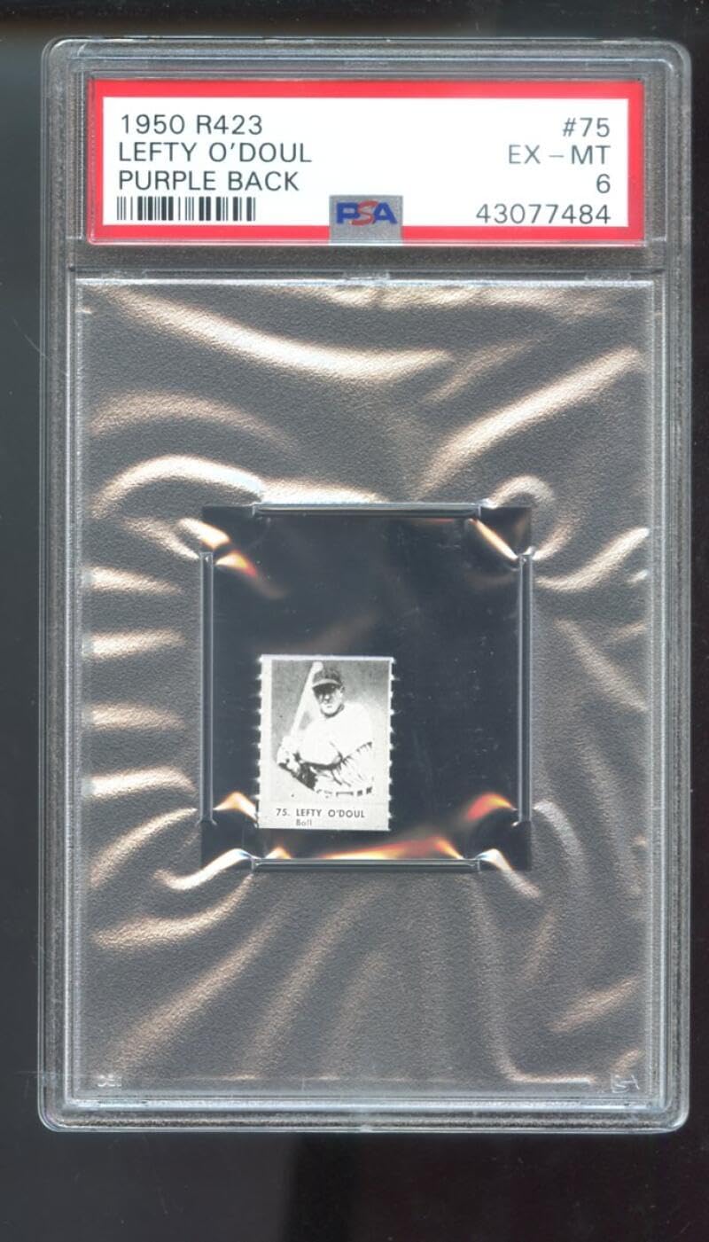 1950 R423#75 Lefty O'Doul PSA 6 Graded Baseball Card Game Strip Purple Bk ODoul