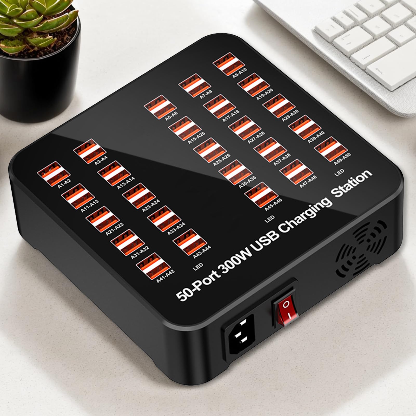 Stazione Di Ricarica Rapida USB Hub di Ricarica Multipla | Presa Intelligente per Laptop PC Smartphone Casa Ufficio Viaggio