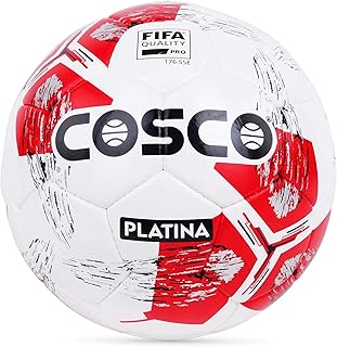 Cosco Platina Leather Men's Footballs, Size 5 (White/Red)