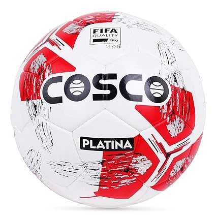 Cosco Platina Leather Men's Footballs, Size 5 (White/Red)