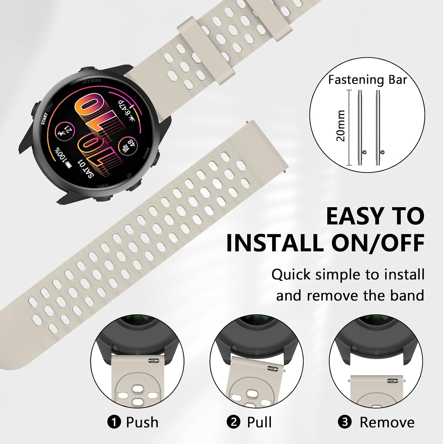 20mm Band for Amazfit Active 2/3 Premium/Active/T-Rex 3 Pro 44mm image 3