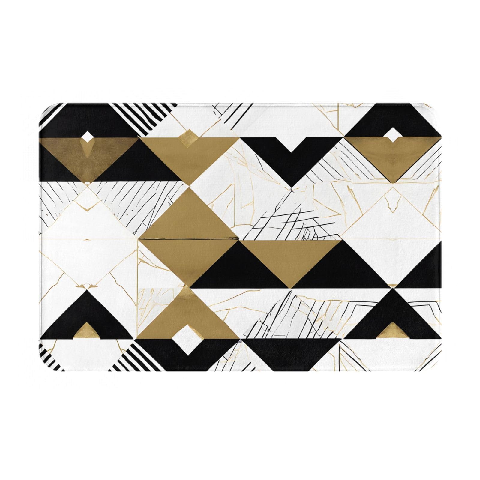 KDUBNJDS (Fashion Modern Black White Gold Triangles) Door Mat 23.6x15.7inch Welcome Mat,Front Door Mat,Outdoor Mats,Indoor Door Mat,Entryway Rugs Indoor,Floor Mats,Patio Rug,Bar Mat