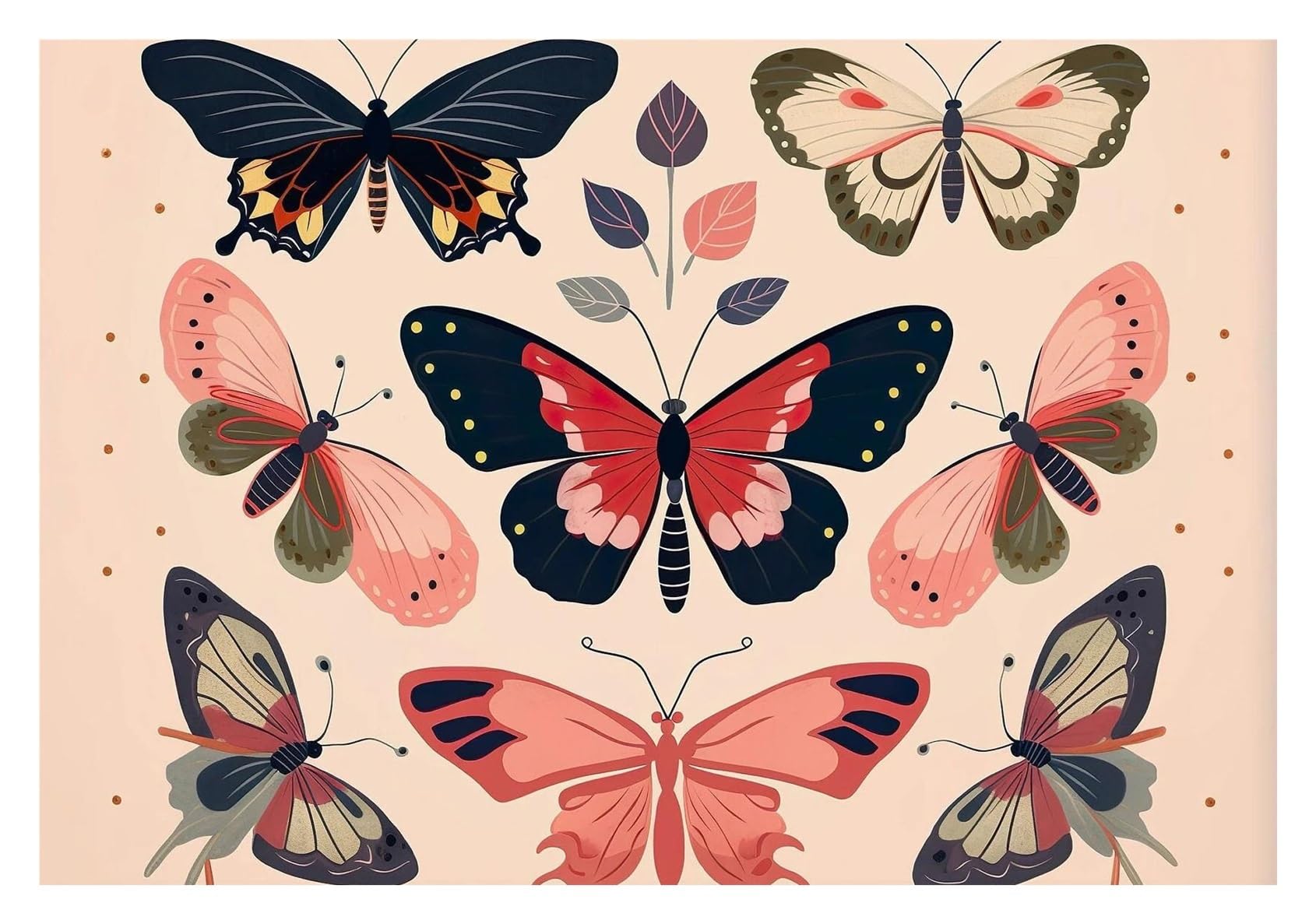 Xenite G Wall Art Canvas Prints Boho Floral Dark Academia Blue Moth Black Butterfly Poster Prints Canvas Paintin Botanical Wall Art Pictures Home Decoration(,30X40cm)