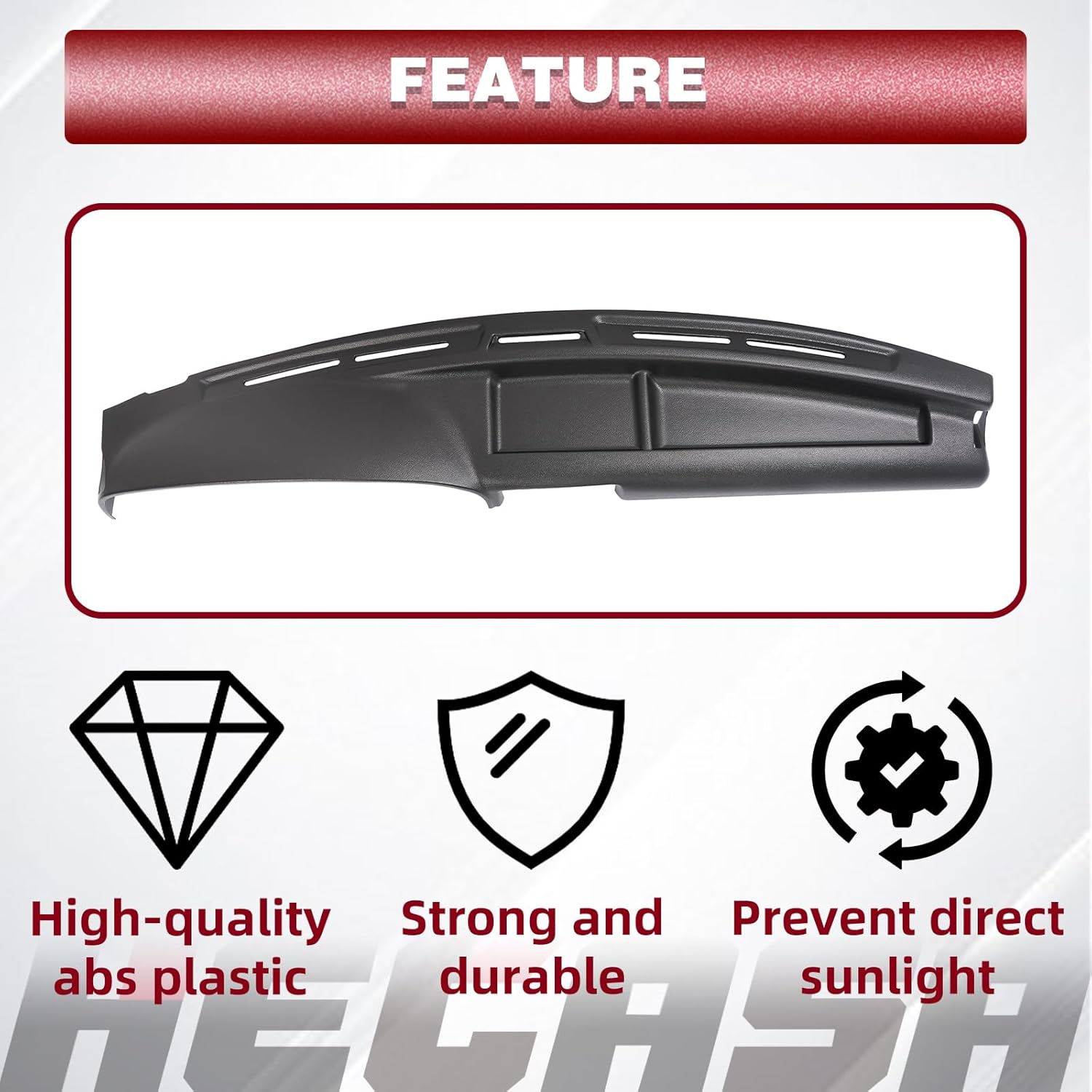 HECASA Dashboard Cover Compatible with 1992-1997 Ford F-150 F-250 F-350 Bronco ABS Plastic Painted Black