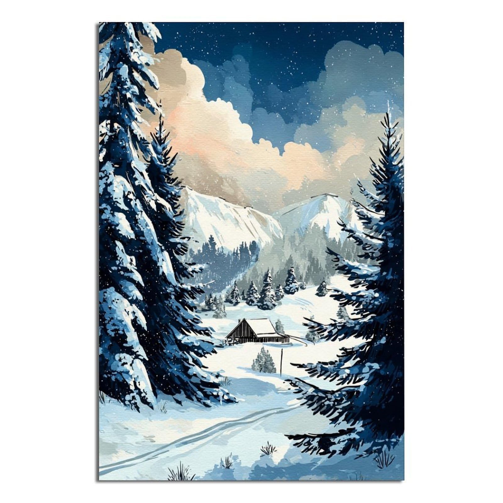 Kitzbuhel Ski Poster 24x36inch(60x90cm) Vintage Watercolor Canvas Art