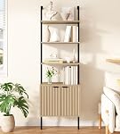 Yusong 73" Étagère en bois et en métal, étagère de rangement mural pour la chambre à coucher, Burlywood