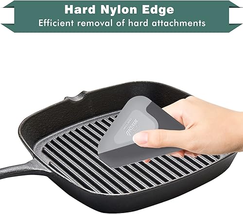 Miniatura 5 de Raspador de alimentos, rascador de platos 2 en 1, nailon y silicona, herramientas raspadoras de cocina para sartenes de hierro fundido, utensilios