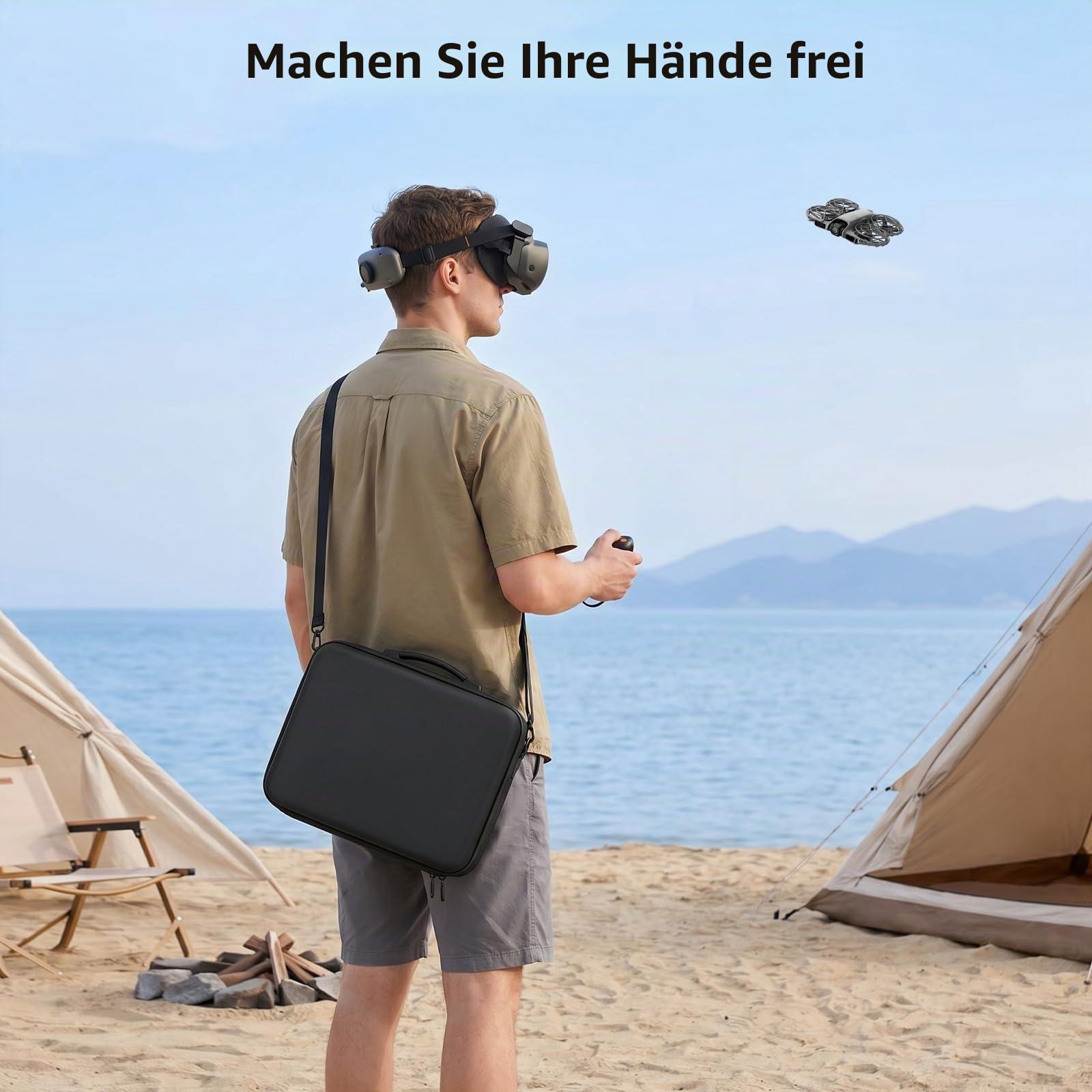 FPVtosky Tasche für DJI Neo 2 Motion Fly More Combo, Tragetasche für Neo 2 Kompatibel mit RC Motion 3 und Goggles N3/Akkus/Ladestation Zubehör, wasserdichte PU Tragbare Reiseschutz(Nur Tasche)