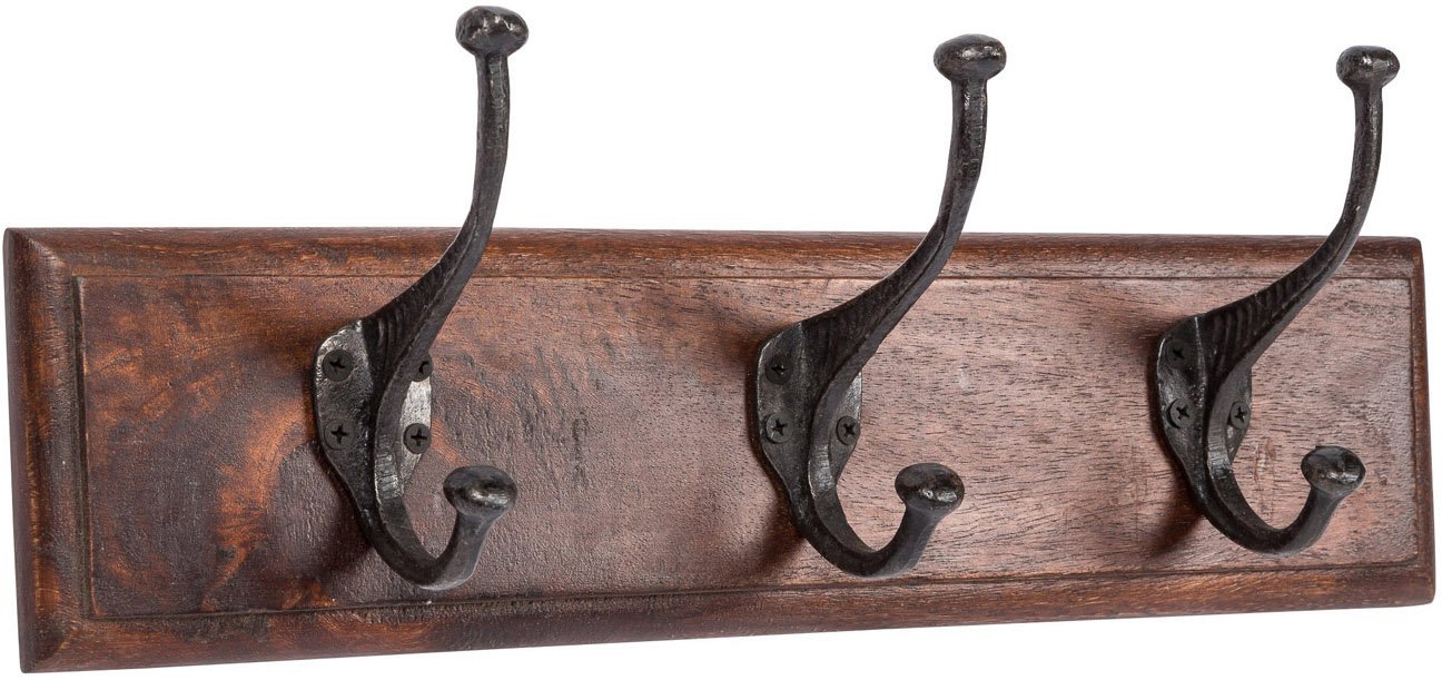 Wandgarderobe Aus Holz Mit Eisenhaken – Rustikaler Kleiderständer Für Bad, Flur Oder Wohnung