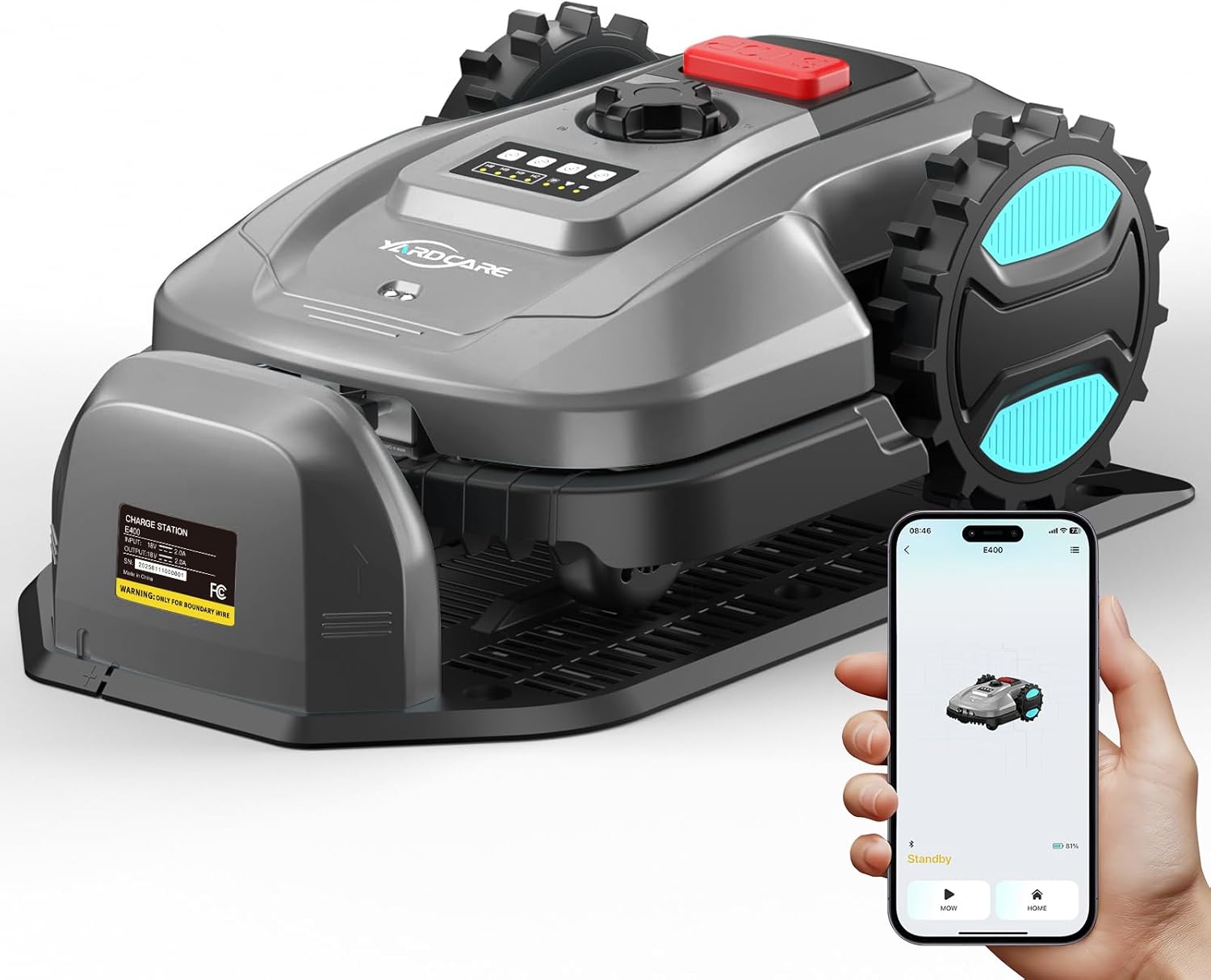 2026 New Robot Lawn Mower with App Control – Features Adjustable Cutting Height, Auto-Charging, Obstacle Detection and Brushless Motor for Lawns Up to 1/8 Acre, Dark Gray