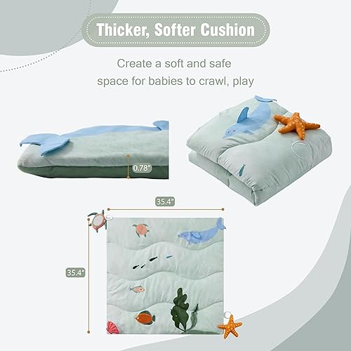 Miniatura 6 de Spirich Tapete de juego para bebé, tapete de gimnasio para bebés con 9 juguetes sensoriales para habilidades motoras y desarrollo sensorial, regalo
