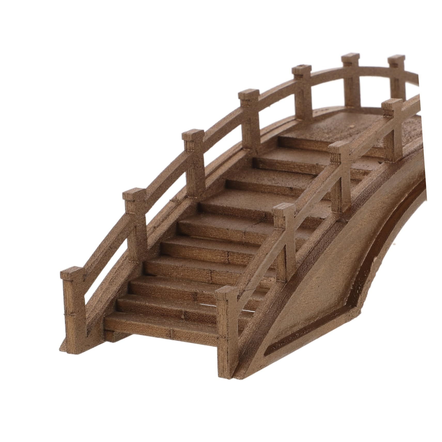 Sosoport Miniatur Holzbogenbrücke Gartendekoration Terrasse Gartenskulptur Robuste Mittlere Holzbrücke für Mikrolandschaften Outdoor Deko Gartenmodell