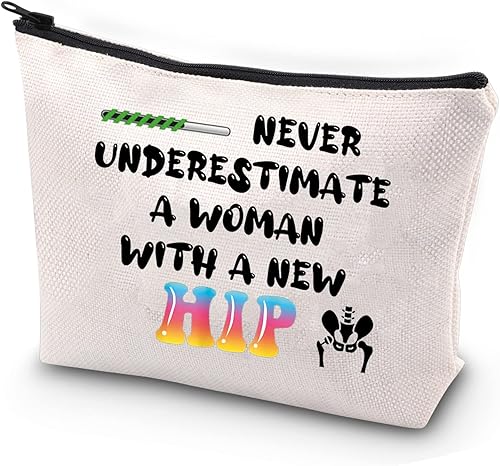 JYTAPP Regalo de recuperación de reemplazo de cadera, nuevo regalo de cirugía articular para mujeres, bolsa de maquillaje, cirugía de recuperación