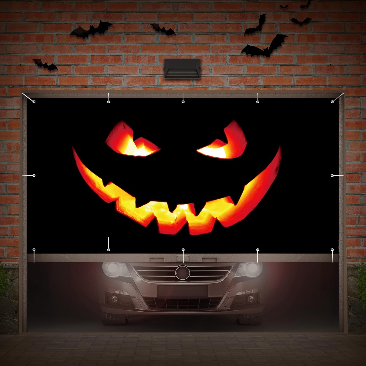 Halloween Garage Door Banner Pumpkin Large Hanging Backdrop Garage Door Cover Halloween Wall Decorations for Outdoor Indoor Holiday Party Wall Home Window Yard(8 x 16 ft,Pumpkin)
