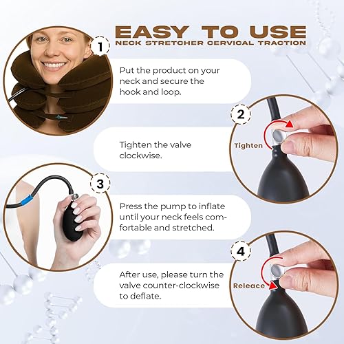 Miniatura 3 de Dispositivo inflable de tracción cervical para cuello  Estirador de cuello ajustable para nervios pellizcados, descompresión y alivio del dolor