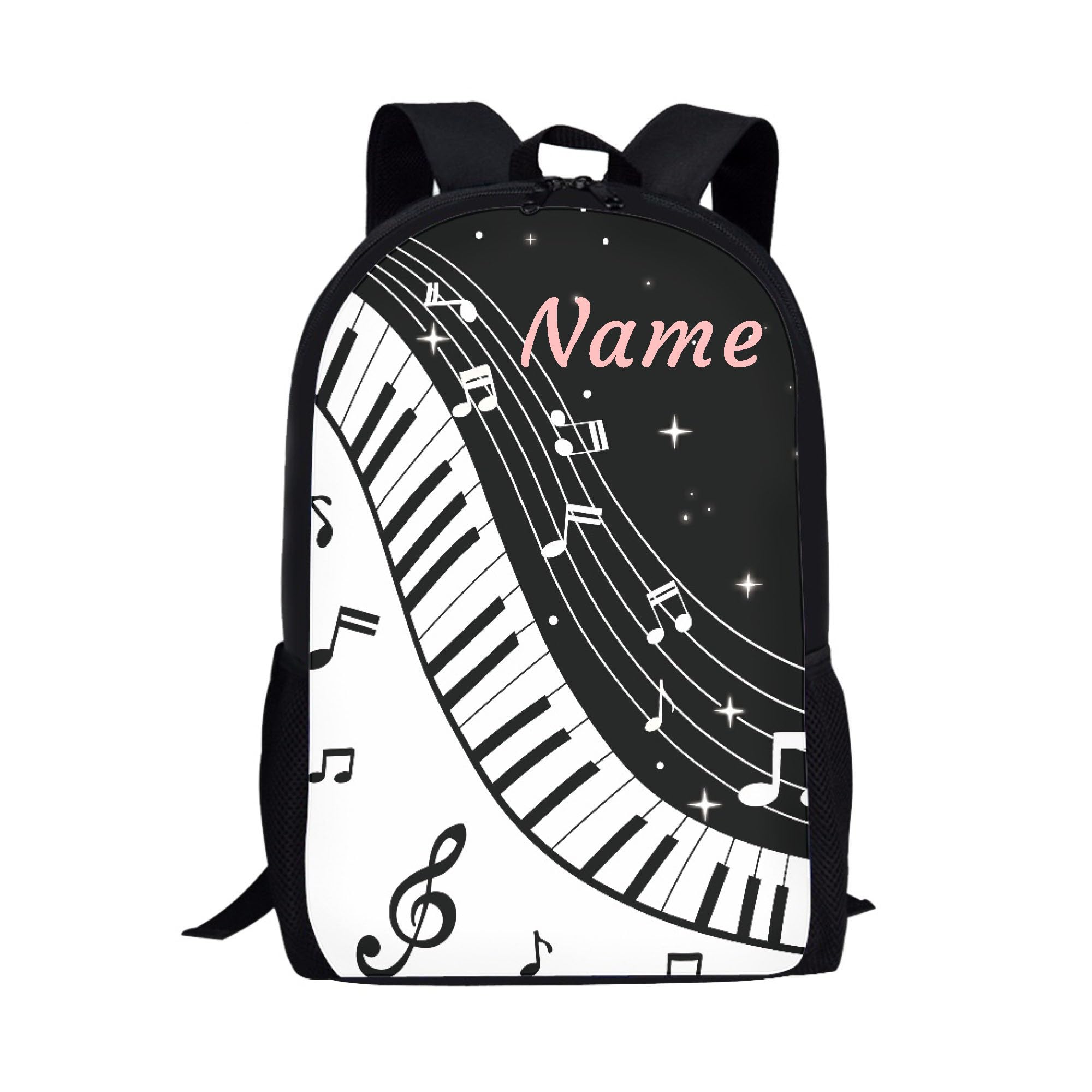 Belidome Custom Backpack with Name, Piano Key Music Notes Printed, School Book Bag Rucksack Daypack for Kids Boy Girl, Back to School Personalized Gifts