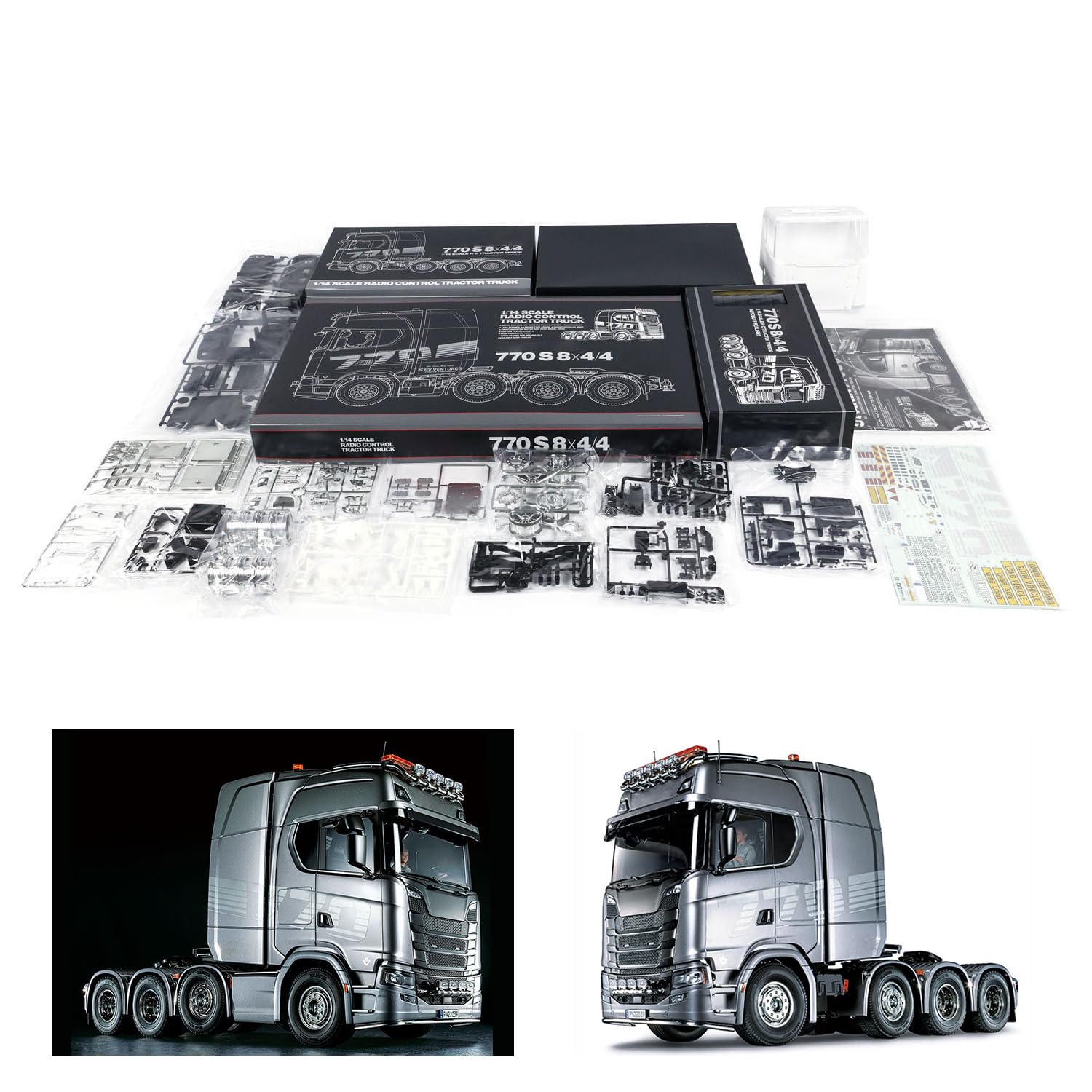 1 14 8X4 770S RC Tractor Truck 56371 Radio Control Car Model Kit 3-Speed Gearbox for Adult Hobby