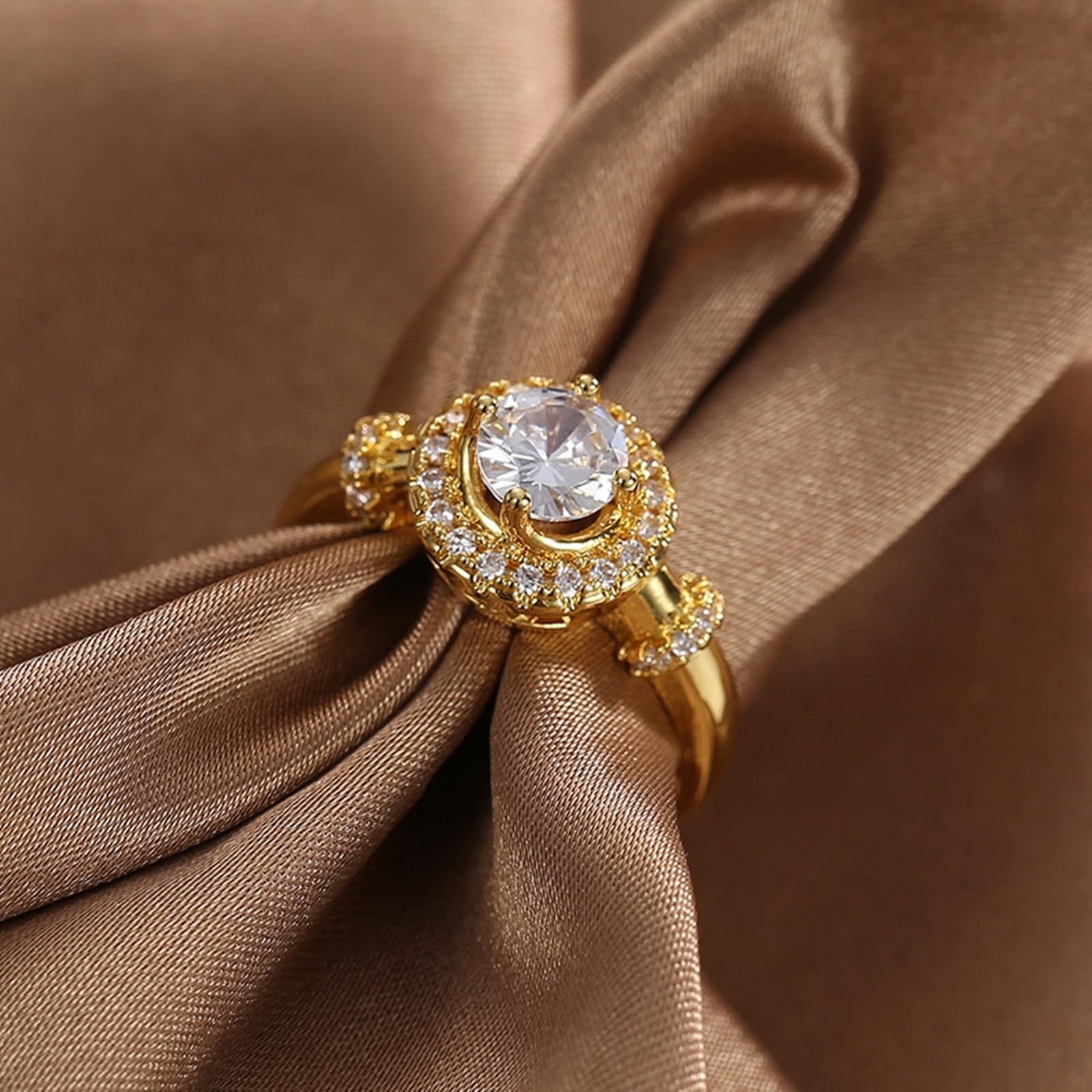 Anillo de oro de oro auténtico de 9 K/14 K/18 K, anillo de boda con 0,5 ct moissanite para mujer