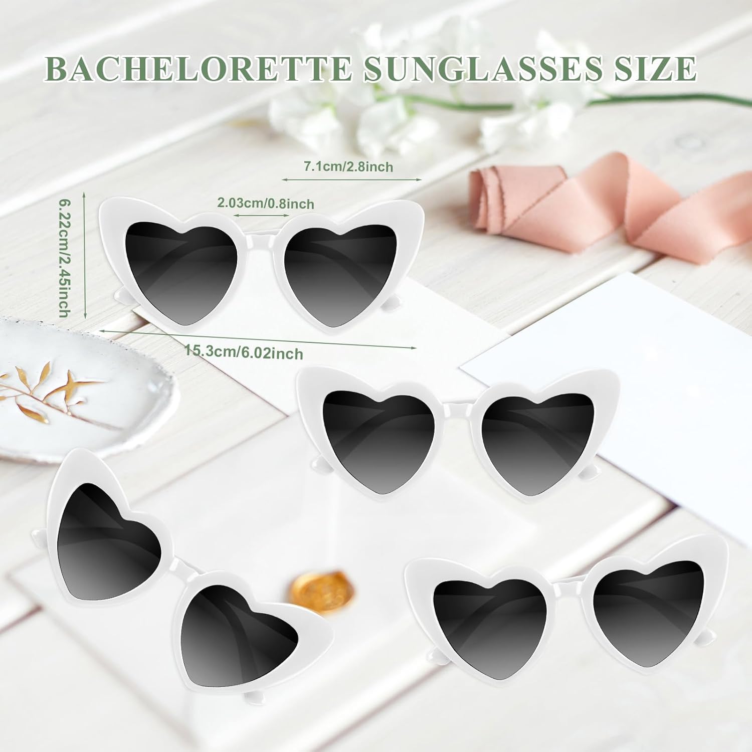 4/6/8/10/12 Pack Bachelorette Sunglasses Heart Sunglasses Vintage Heart Shaped Glasses for Women Bridal Party Wedding - Image 2