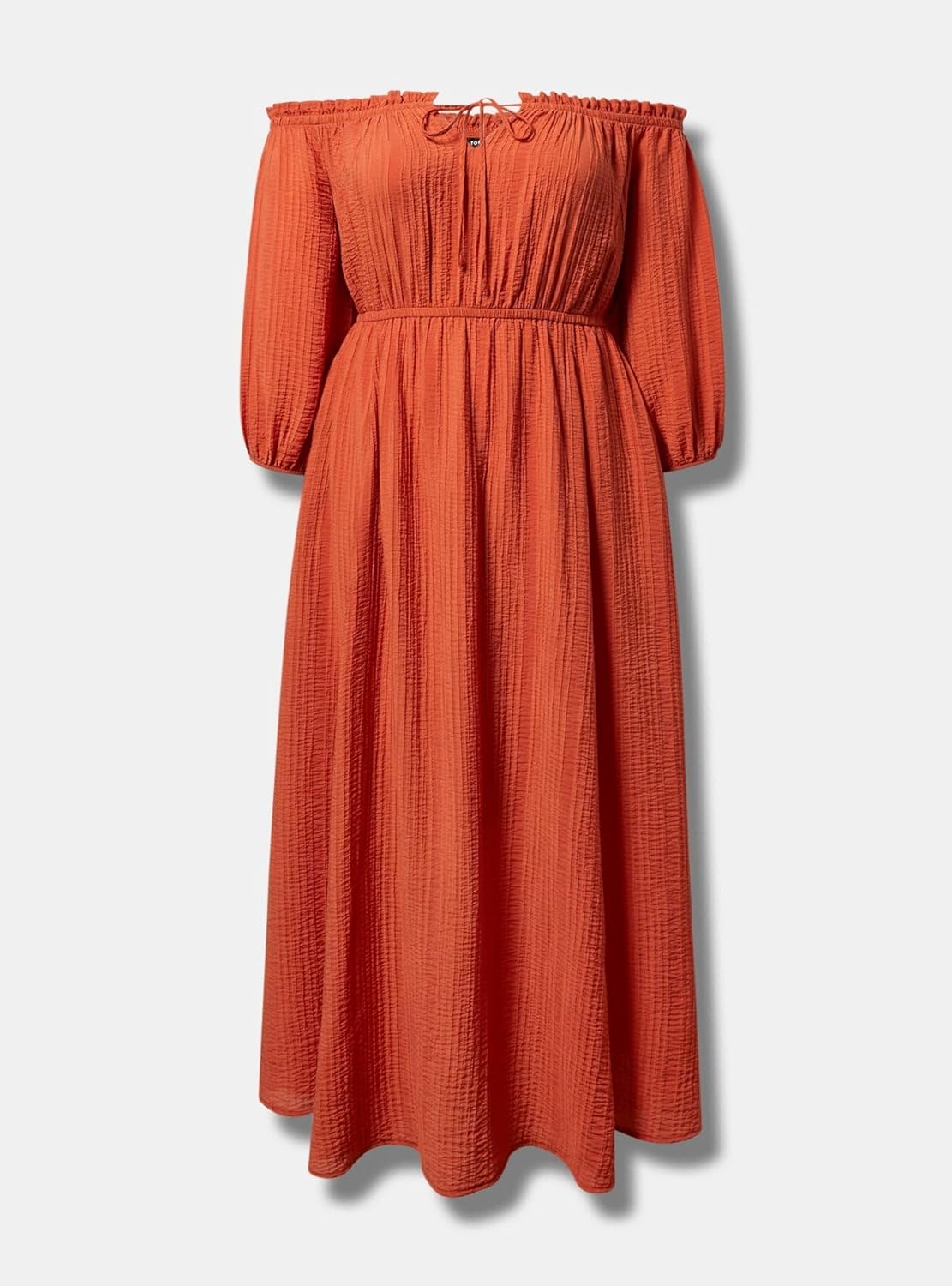 Torrid Women's Plus Size Textured Viscose Off-Shoulder Maxi Dress