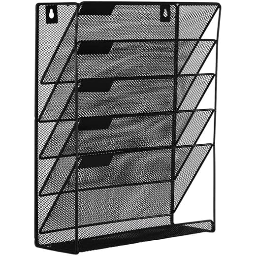 Metal Mesh File Organiser, 5 Tier, Black