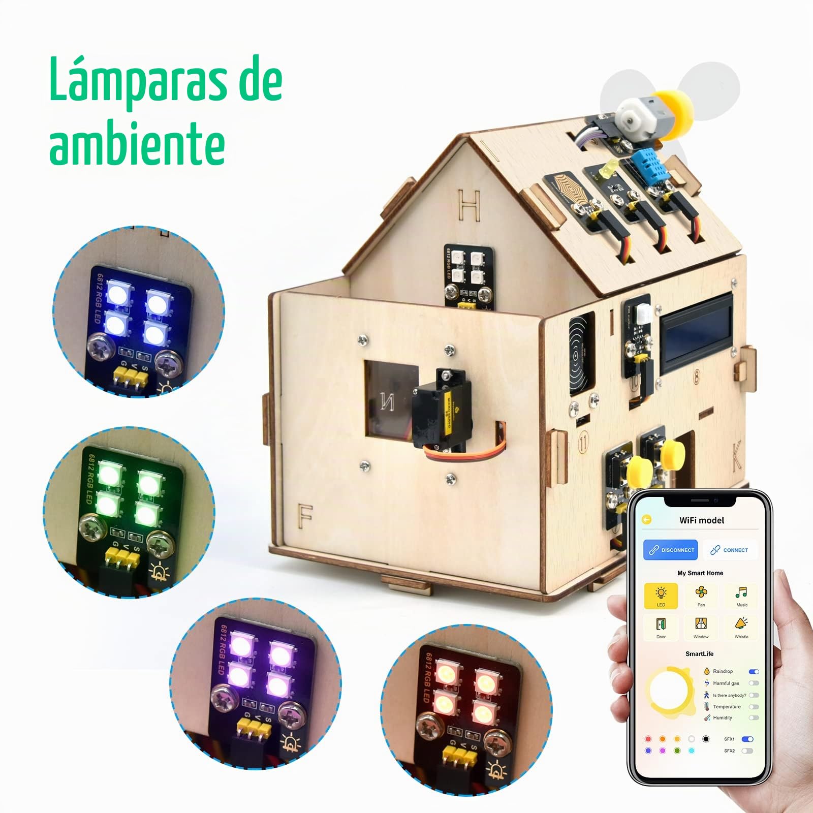 KEYESTUDIO ESP32 Smart Home IoT Stem Kit Compatible con Arduino IDE, con Placa ESP32, Python C, Proyecto Musical