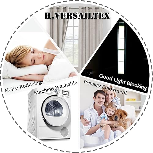 Miniatura 2 de Cortinas opacas de lino de 108 pulgadas de largo, 100% opacas, con aislamiento térmico, con textura de lino, ojales antioxidantes, ahorro de energía