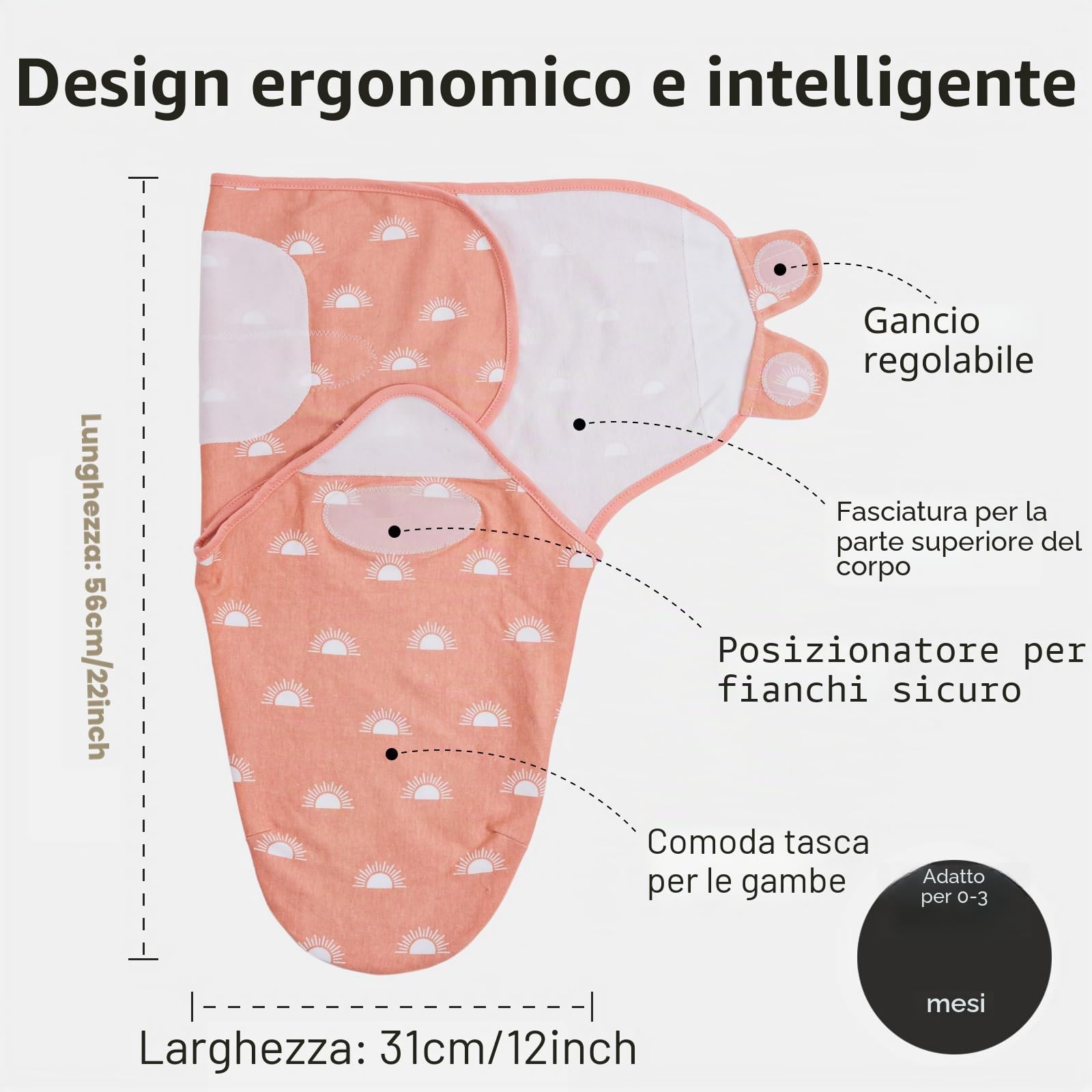 GLLQUEN BABY - Fasce per neonati per fasciare il bambino da 0-3 mesi, Oeko-tex100, 100% tessuto in cotone biologico traspirante per fasciare il bambino, confezione da 3 (Caffè)