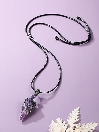 Miniatura 6 de GEHECRST Collar con colgante de piedra de cristal curativo natural de 6 facetas, collar de péndulo de cuarzo hexagonal de Reiki para hombres y