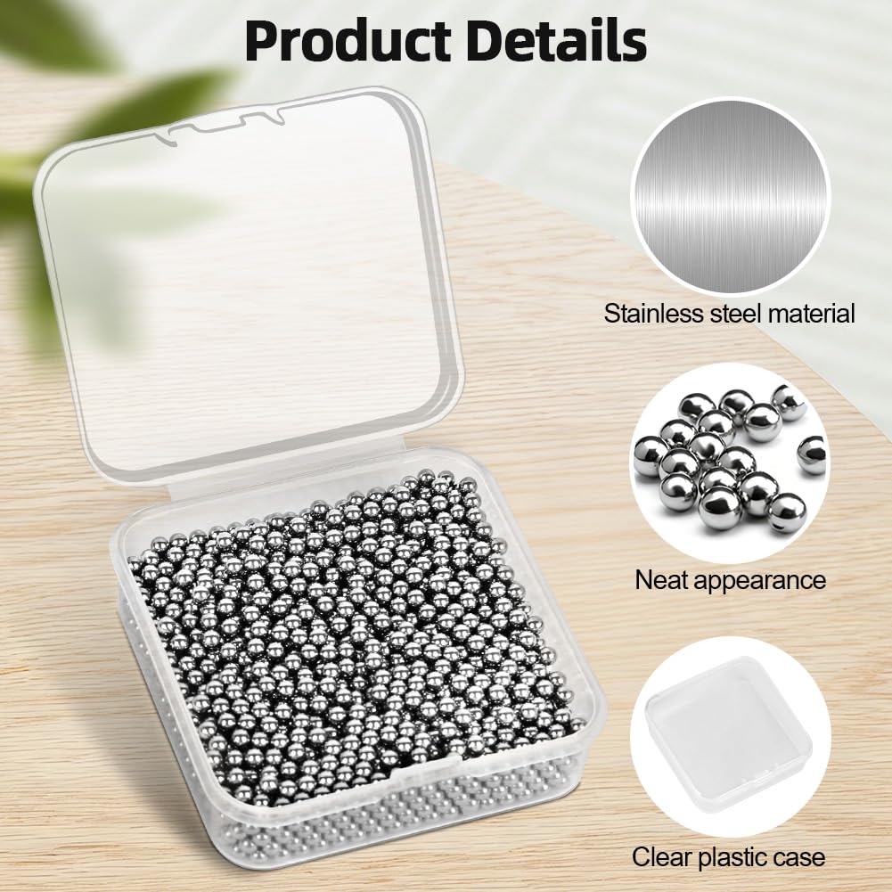 URAQT 1200 Unidades Bolas Limpiadoras de Acero Inoxidable con Caja, Perlas de Limpieza Reutilizables, Limpia Botellas para Decantadores, Jarrones y Botellas de Agua