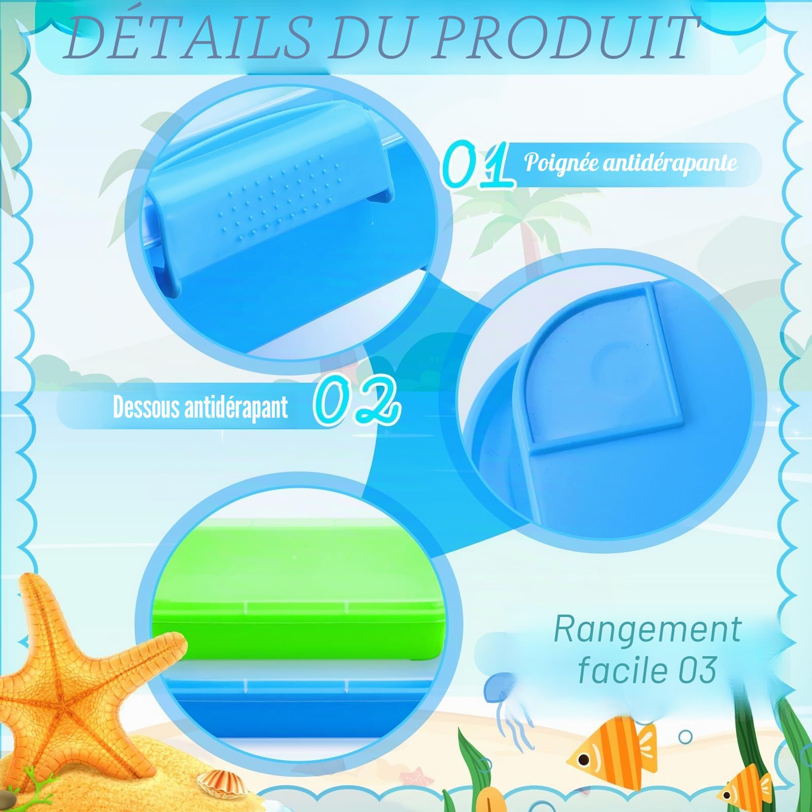 Bac à Sable avec Couvercle Sensory Bin en Plastique Bac Sensoriel Enfant pour Enfants Plateau d'Activité en Plastique pour Eau, Sable, Perles Et Plus Encore - Vert et Bleu