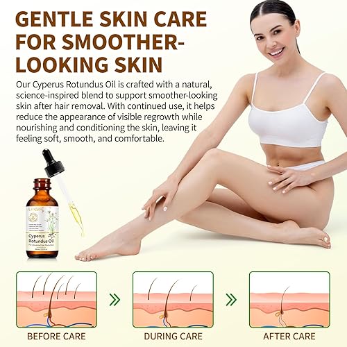 Miniatura 4 de Cyperus Rotundus - Aceite para depilación, paquete de 3, inhibidor natural del cabello para mujeres y hombres, alivia la piel después de depilarse y