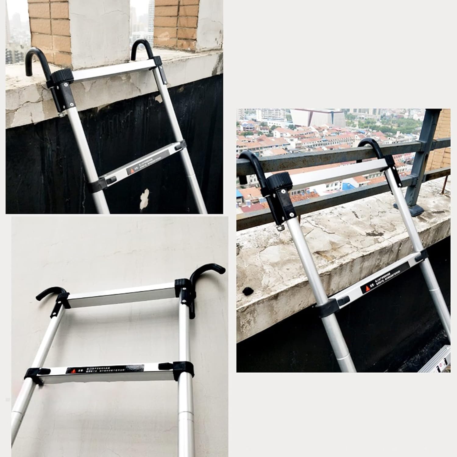 Telescopic Ladder Large Non-Slip Telescoping Ladder with Detachable Hooks, Home Office Industrial Emergency Use Telescopic Ladders, 330 Lb Loading Capacity (Size : 1.4m/4.6ft)