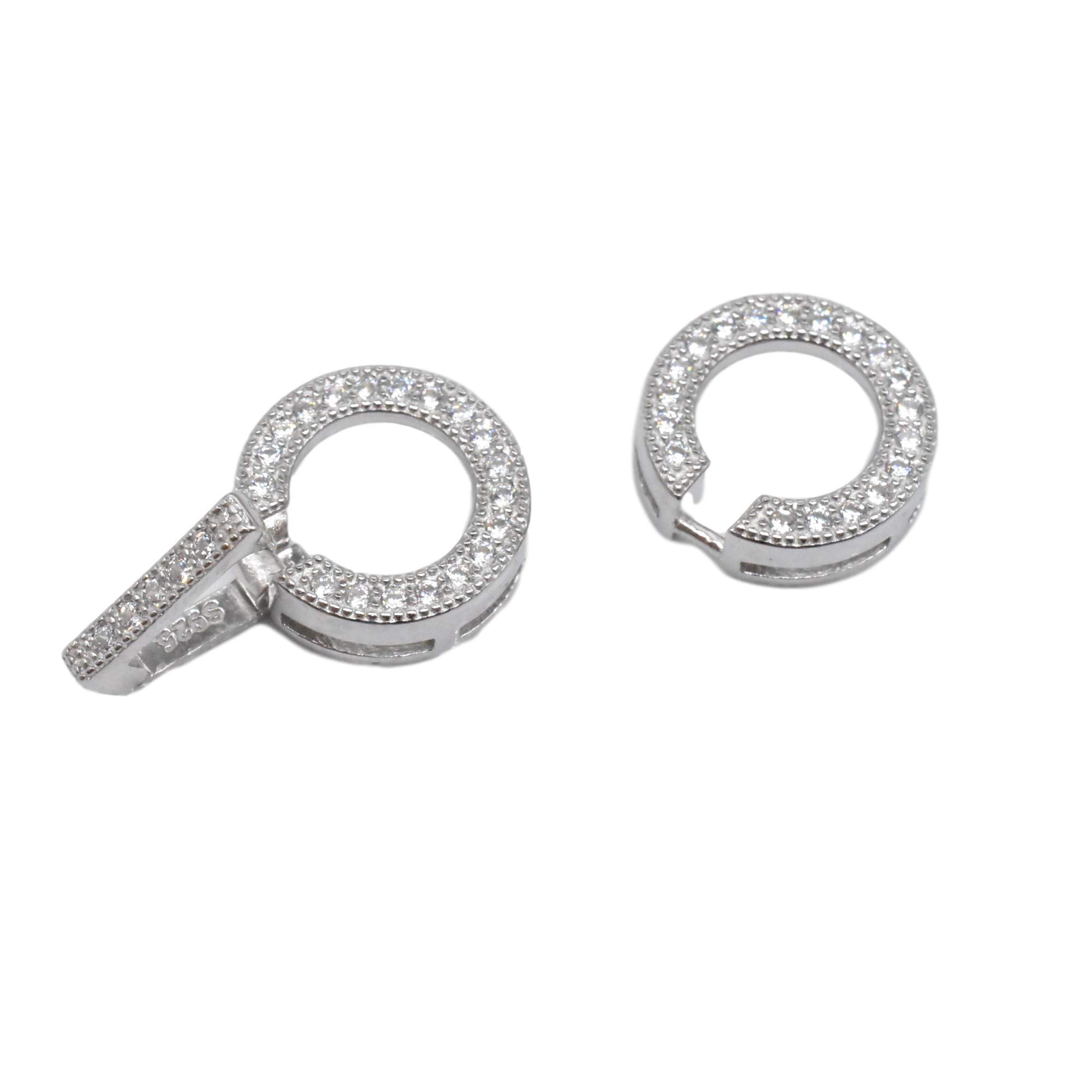 Connettore a Doppio Anello in Argento Sterling 925 per Braccialetti di Perle, Collane con Zirconi, Chiusura a Cerchio Lucido