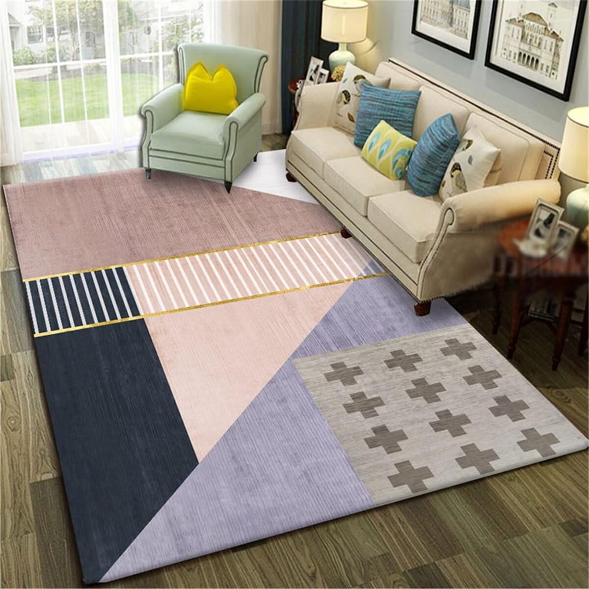 Tapis de chambre rectangulaire moderne 140x200cm déco maison moderne