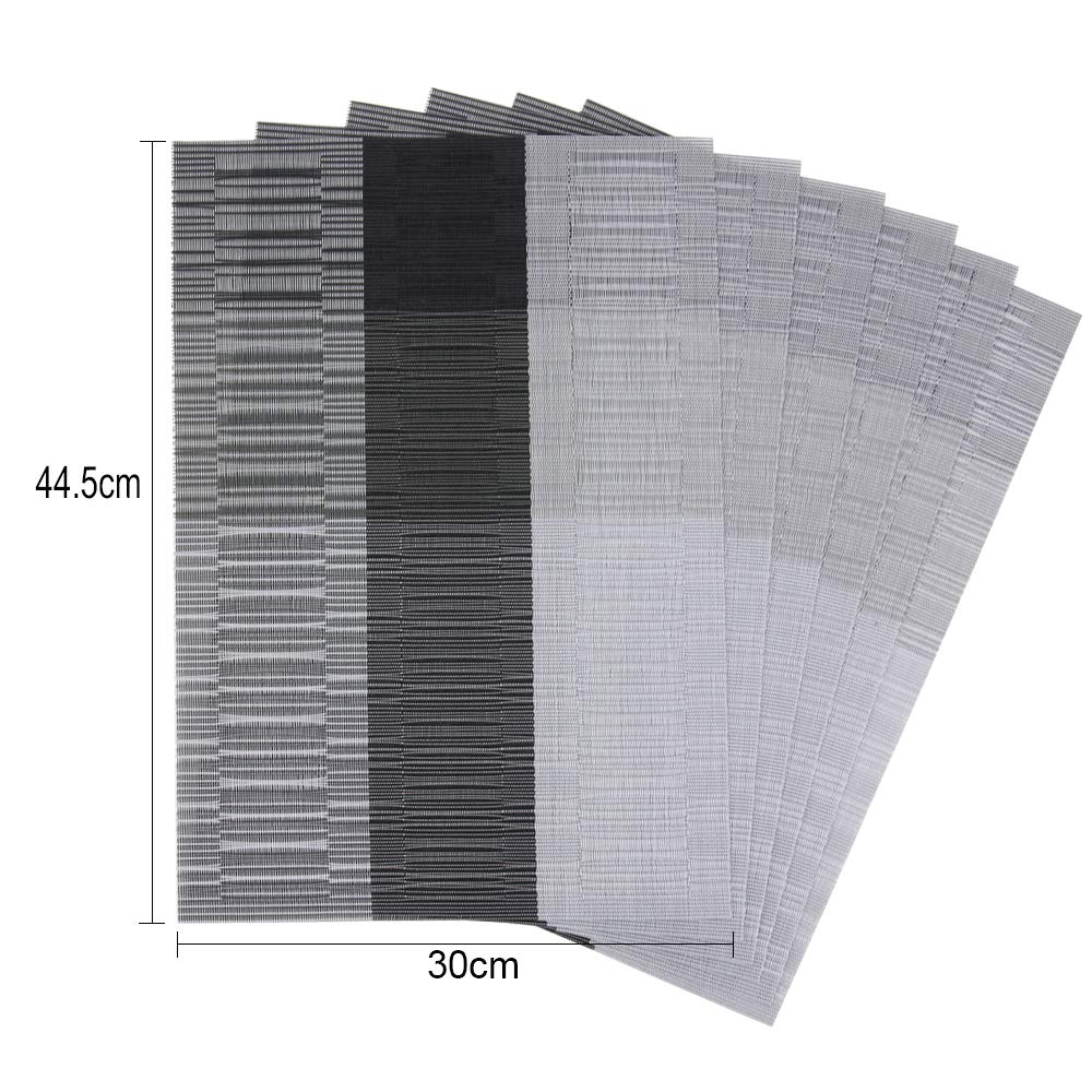 Time to Sparkle 13 PCS Vinyl Woven 6pcs Placemats + 6pcs Coasters+ 1pc Tablecloth Anti-Slip Table Mat Waterproof Heat Resistant Table Mat Decoration (Placemat+Runner-Black Bamboo) - Image 3