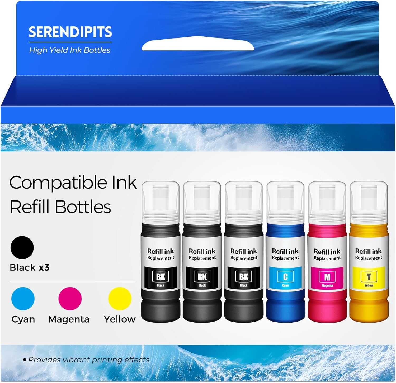 Compatible for EPT522 Ink Refill Bottles ET-4800 ET-2800 ET-2803 ET-2400 Replacement for Ink Refill Bottles 6 Pack Fit for EPT522 for ET 2800 ET-2720 ET-2840 ET4800 ET2400 ET-4700 2803 2800 Printer