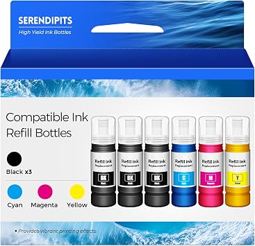 Compatible for EPT522 Ink Refill Bottles ET-2803 ET-4800 ET-2800 ET-2400 Replacement for Ink Refill Bottles 6 Pack Fit for EPT522 for ET 2803 ET-2720 ET-2840 ET4800 ET2400 ET-4700 2803 2800 Printer