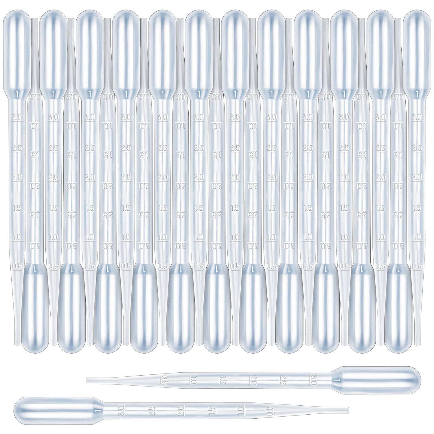 Teenitor 3ML Pipettes Plastic Eye Droppers, 25PCS Plastic Transfer Pipettes for Essential Oils, Dropping Pipettes 3Ml Plastic Water Dropper Transfer of Liquids and Samples