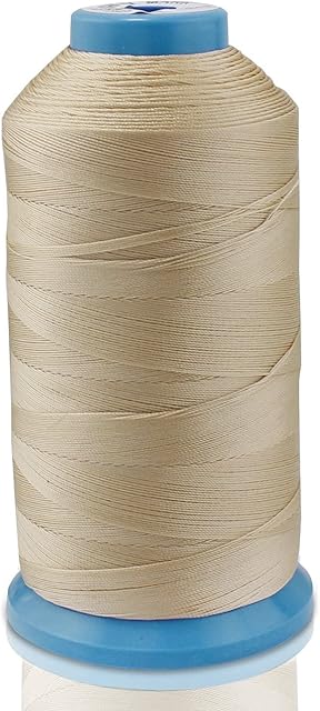 WheateFull Tight Strong Bonded Nylon Sewing Thread for Outdoor, Leather Seats, Bags, Shoes, Canvas, Upholstery and Sewing Machine Hand Stitching (Beige)