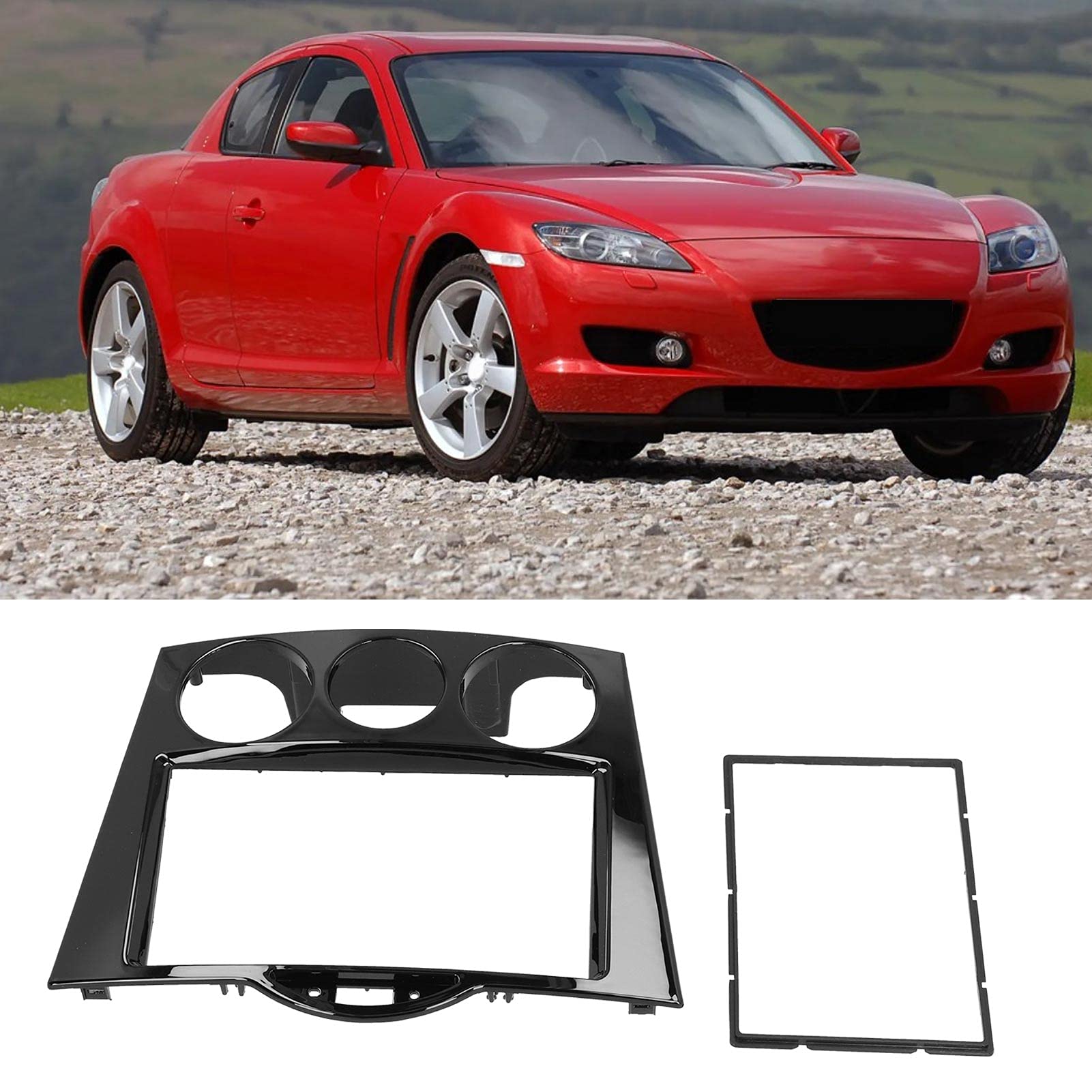 Car Stereo Dash Radio Fascia Kit, 2Din Radio Stereo Fascia Frame Dash CD Panel Trim Replacement for RX-8 2003-2008