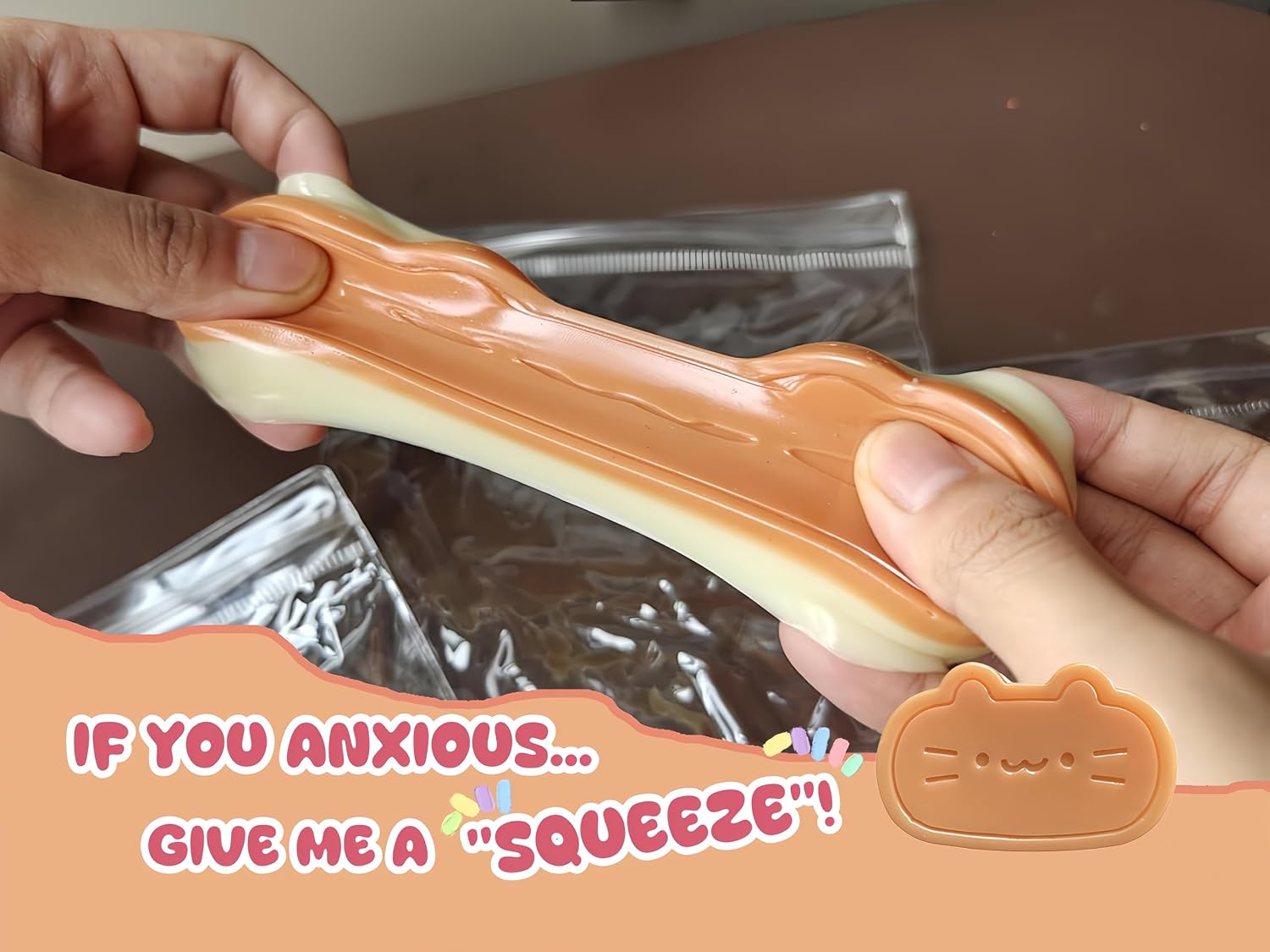Taba Cat Squishy Squeeze Toys，Taba Cat Squishy Hamster， Plush Rebound Stress Relief Toys，Fidget Toys Squishy Suitable Adults (Caramel cat Cheese)