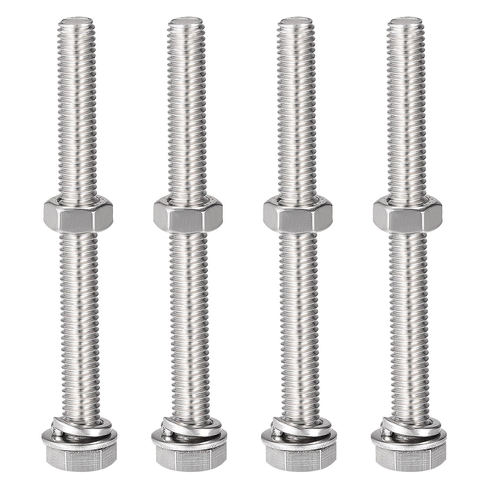 TOP-VIGOR 4Pcs M8 x 80mm Hex Head Screws Bolts, Nuts, Flat & Lock Washers Kits