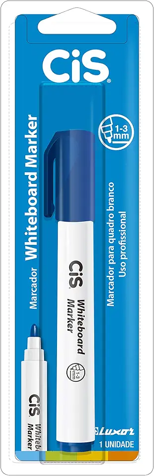 Marcador p/Quadro Branco, CIS, Azul, Blister c/1 unidade
