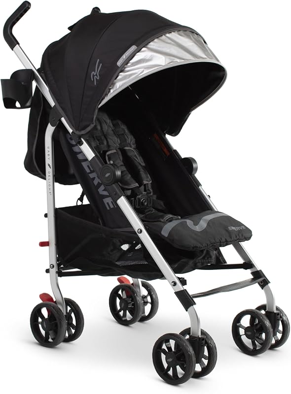 Baby Delight Lightweight Swerve Stroller, Black | For Travel & Everyday, Multi-Position Recline, 5 Point Safety Harness, Removable Canopy, Compact Fold, Extra Storage