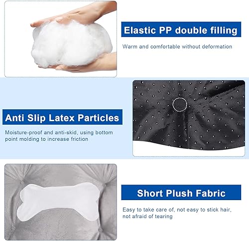 Miniatura 5 de Cama para perros pequeños, cama rectangular lavable para cachorros, cama ortopédica con parte inferior antideslizante, color azul, 24 pulgadas (azul)