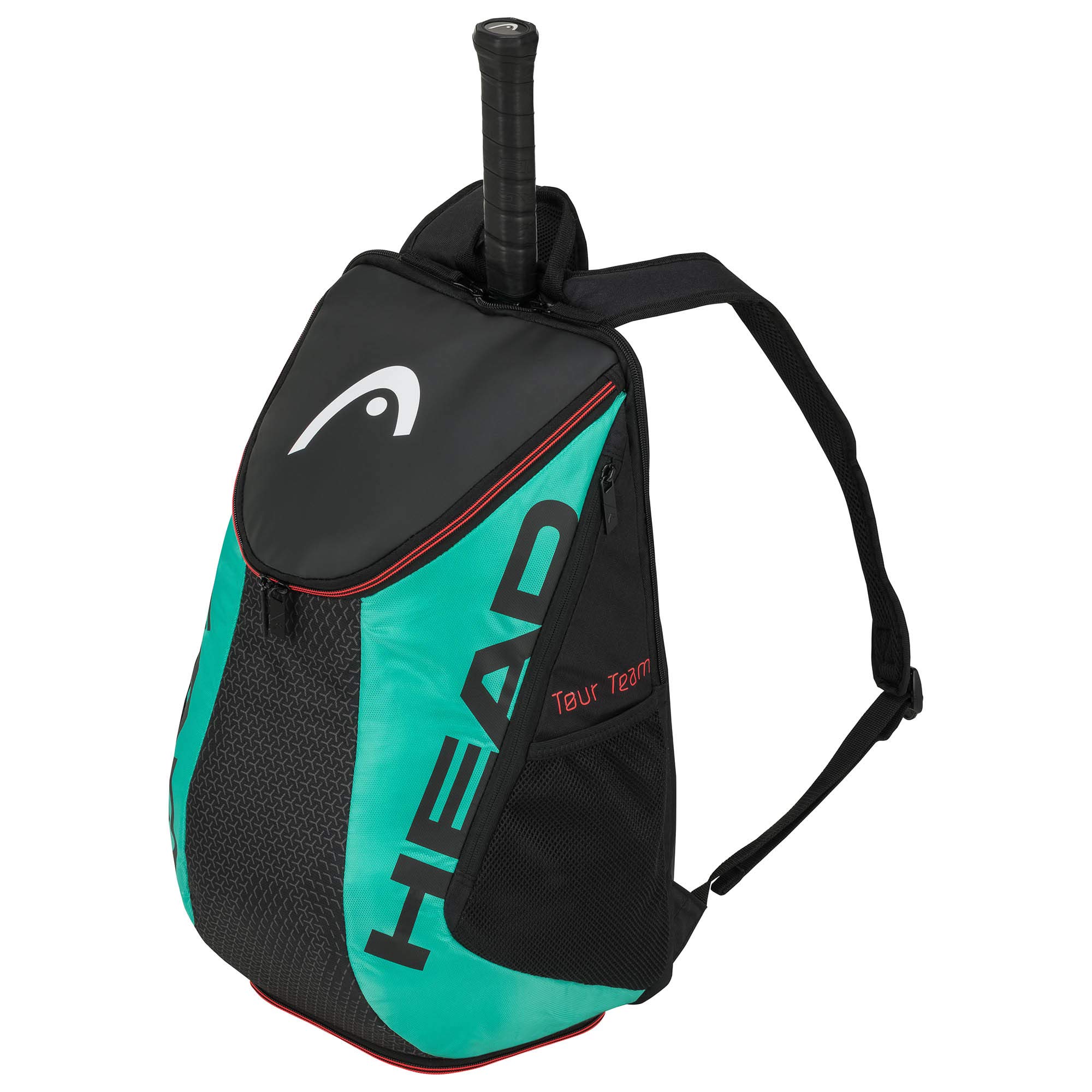 Tour Team Tennis Backpack 2 Racquet Carrying Bag w/Padded Shoulder Straps & Shoe Compartment - Black/Teal, One Size