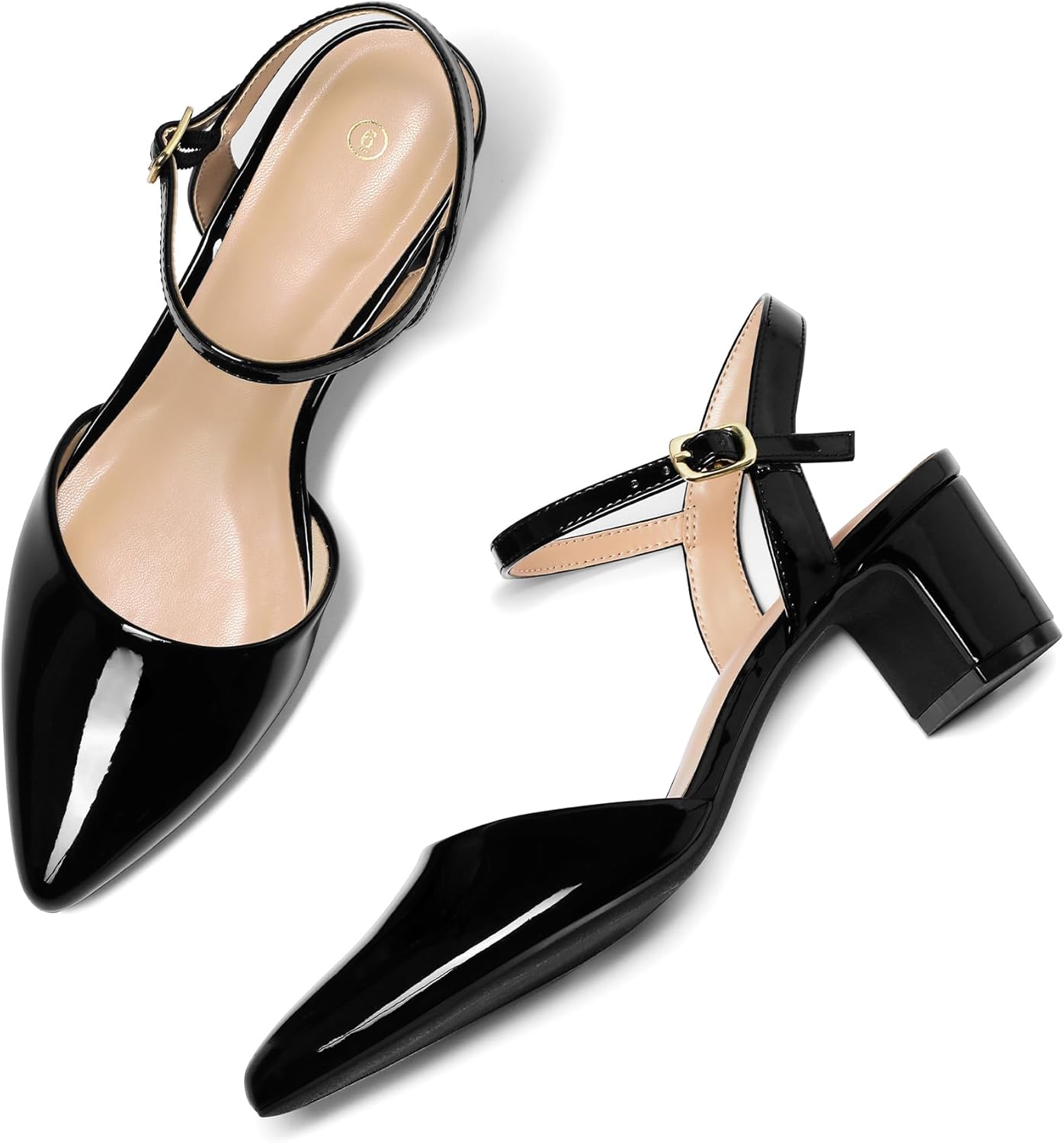 size 11 mysoft Women's Pumps 2 Inch Chunky Block Heel Pointed Toe Ankle Strap Slingback Wedding Party Dress Shoes